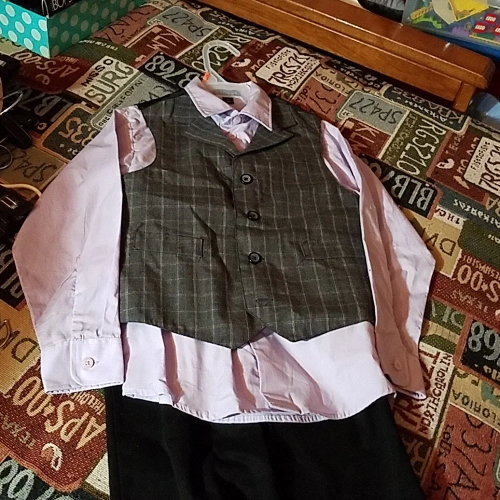 George 3 Piece Set Vest Pants Button Down Shirt